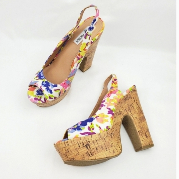 Steve Madden Genny floral platform chunky heel Sandals - Picture 1 of 8